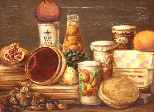 Escuela Española Del Siglo Xix. Oleo Sobre Tela Firmado Arellano. Bodegon