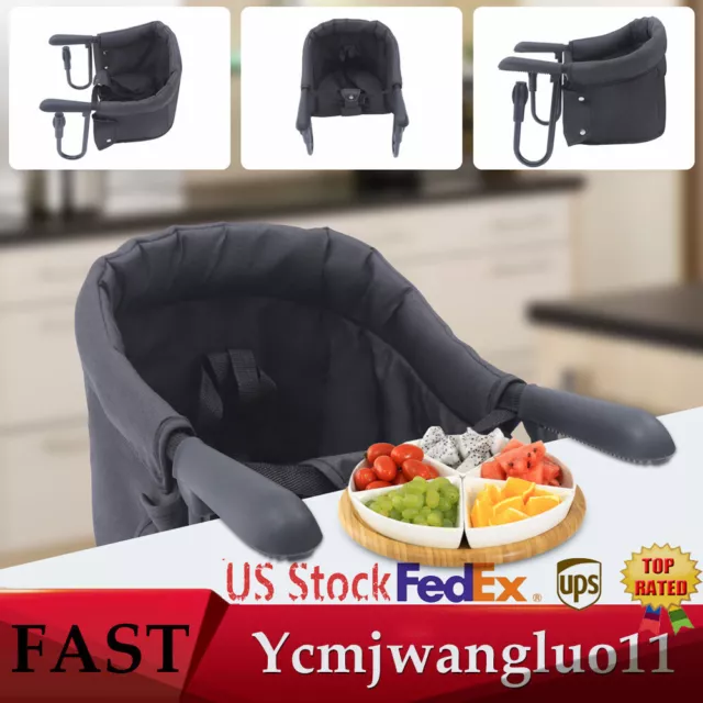 Baby Portable Booster Seat Table Folding Compact Feeding High Chair Seat Black