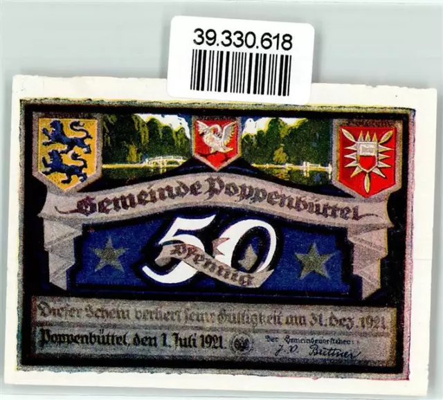 39330618 - 2000 Poppenbuettel Notgeld 50 Pfennig Hennebergs Park Wappen Loewe 2