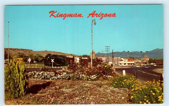 KINGMAN, AZ Arizona - Rt 66 Street Scene  c1960s Roadside Mohave County Postcard
