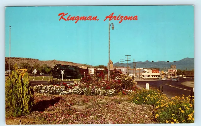 KINGMAN, AZ Arizona - Rt 66 Street Scene  c1960s Roadside Mohave County Postcard