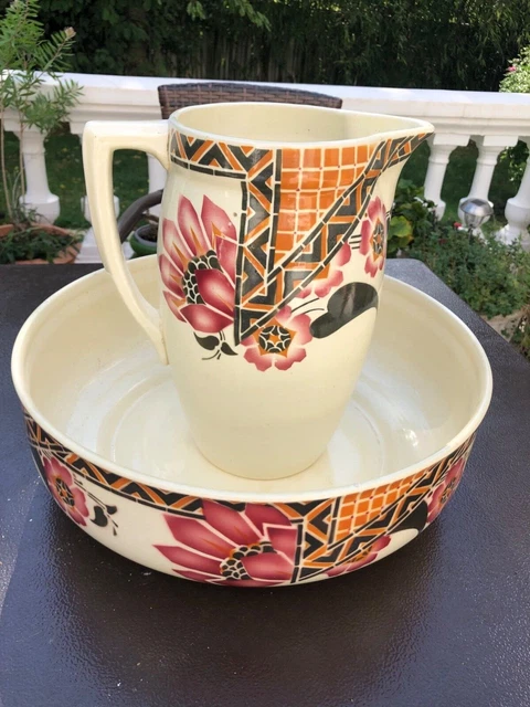 Service De Toilette Ancien St Amand – Broc Et Cuvette Modèle Roxy, Céramique Blanche