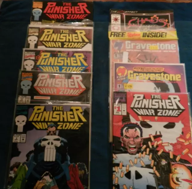 Punisher War Zone, Gravestone & Chaos Effect Comic's '92-'94 lot of 8