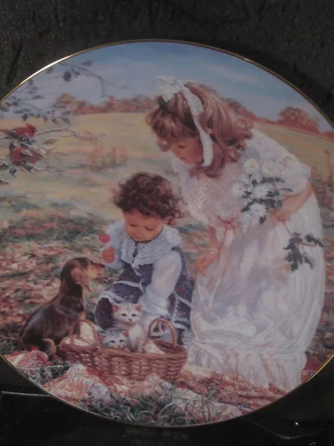 Reco 1991 Kuck DELIGHTFUL BUNDLE  Hearts and Flowers Kittens Dog  Ltd Ed Plate