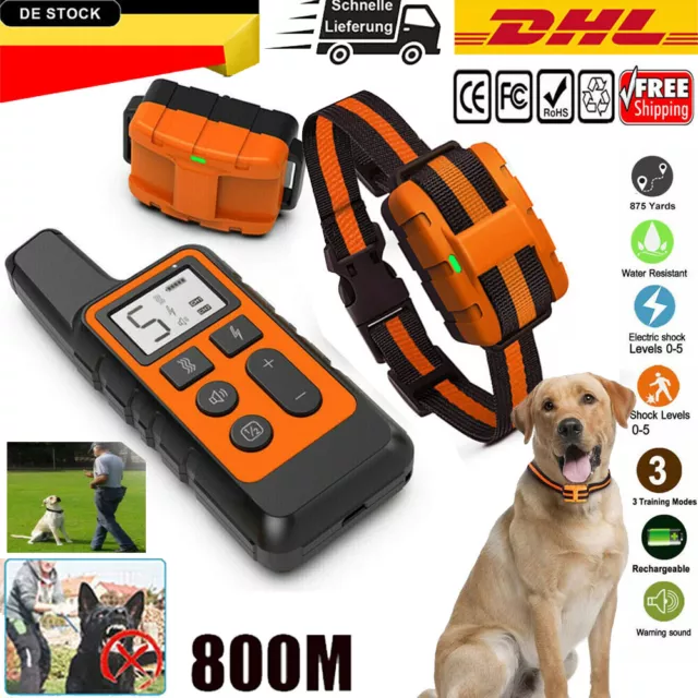 Dog Training Collar USB Rechargeable Electric Shock Remote Control Anti Bark 800