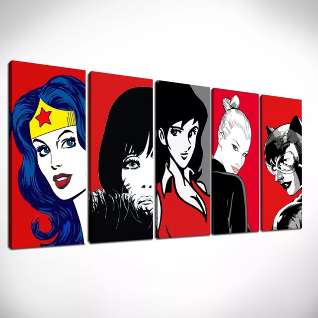 Set di due quadri Pop Art dipinti a mano su tela senza cornice su