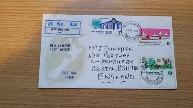 New Zealand 1970 FDC Expo'70 Registered 7c 8c 18c