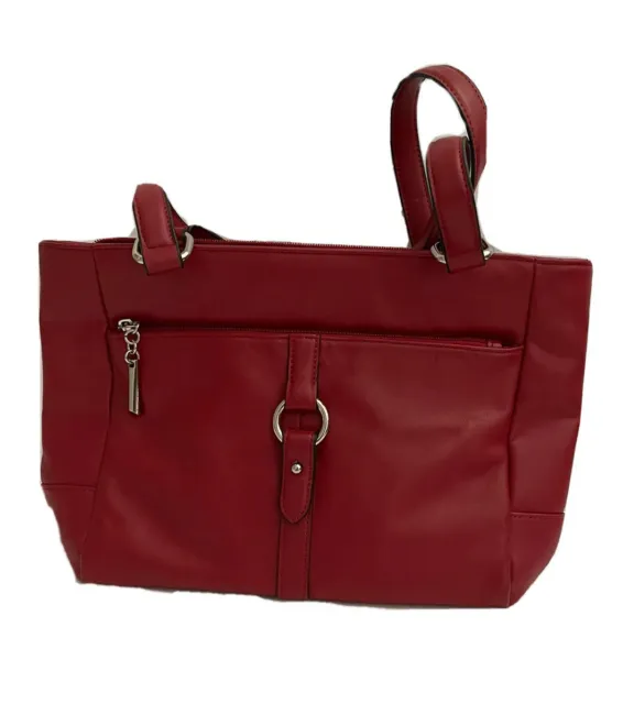 Womens Red Leather Bag Giani Bernini Authentic Leather Handbag Purse, Red
