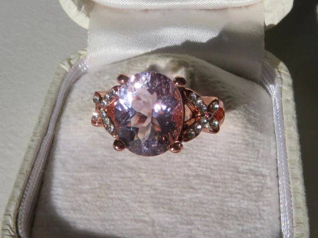 Bague En Argent 925 Avec Grosse Améthyste - Taille 53 - Style Vintage Imposant - Occasion