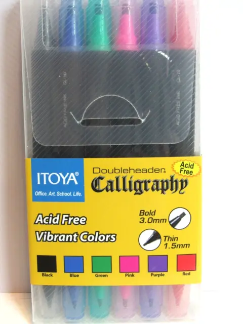 ITOYA Doubleheader Calligraphy Pens 6 Vibrant Color  Set-CL-100
