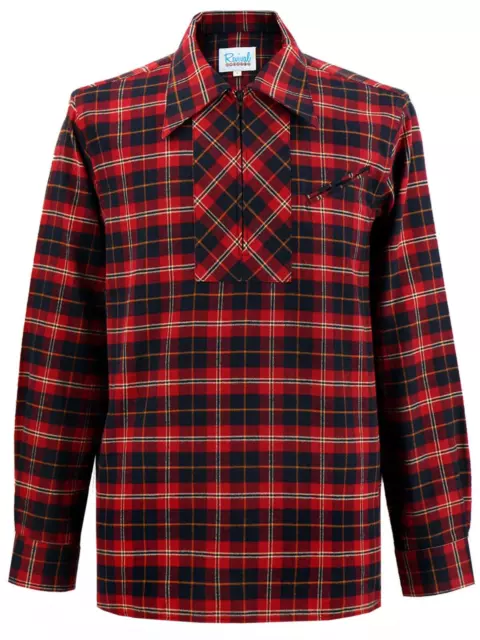 1950s Style Vintage Rockabilly Style Woodsman Redwood Tartan Red Flannel Shirt