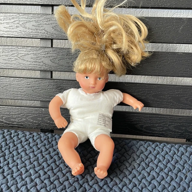Poupée corps dur sans cheveux 30cm européenne robe bleu Doll Factory | Papouille