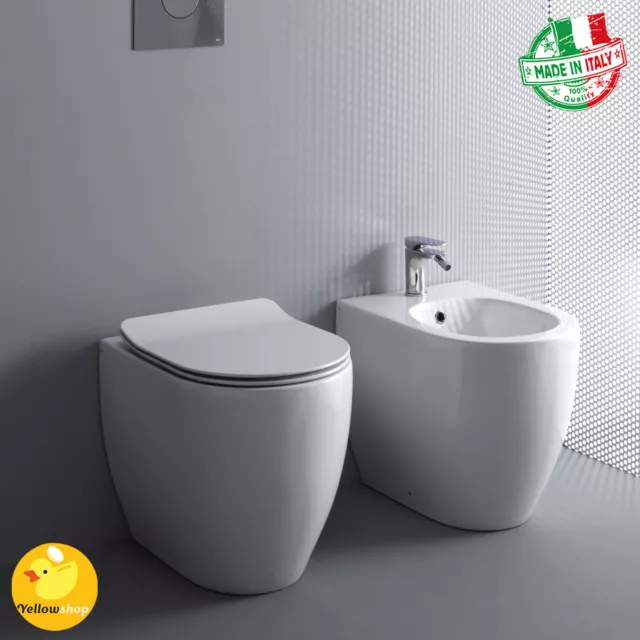 Sanitari A Terra Filo Muro Wc Vaso Rimless Bidet Coprivaso Soft Rallentato Glomp