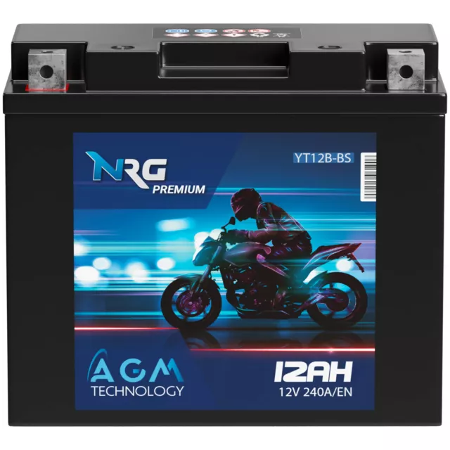 NRG YT12B-BS AGM Motorradbatterie 12Ah 12V 240A/EN GT12B-4 CT12B-4 51001 YT12-B4