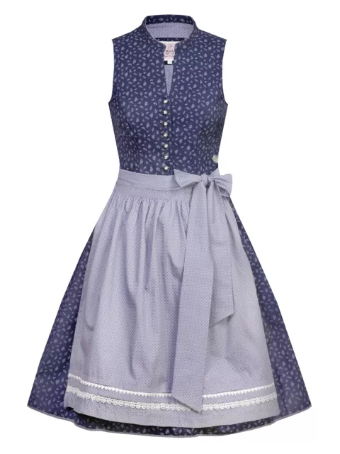 Marjo Midi Dirndl 2tlg. 58cm MIRIAM blau grau