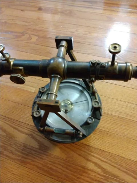 Vintage Brass Theodolite Compass Alidade Transit Telescope Survey Instrument