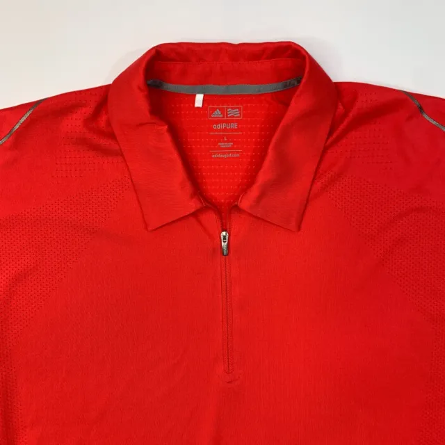 ADIDAS POLO SHIRT Mens L Large Red Vented AdiPure Quarter Zip ...
