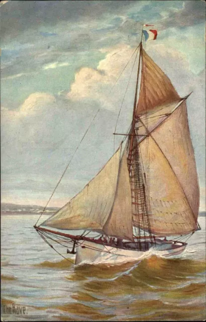 Schiffe ~1910 Marine Galerie Nr. 234 Segeljacht Frankreich Yacht Segelboot Ship