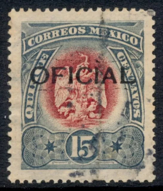 yae19 Mexico O70 15ctv Yr 1910 OFICIAL Used Nice Stamp for your Collection