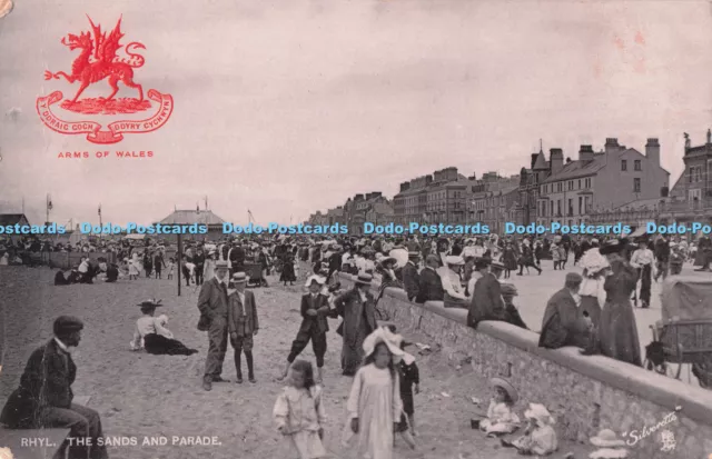 R715635 Rhyl. The Sands and Parade. Raphael Tuck and Sons. Silverette. Postcard