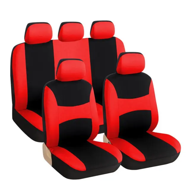 Car Seat Covers Front Rear Full Set Protector Polyester Red Interior Accessories