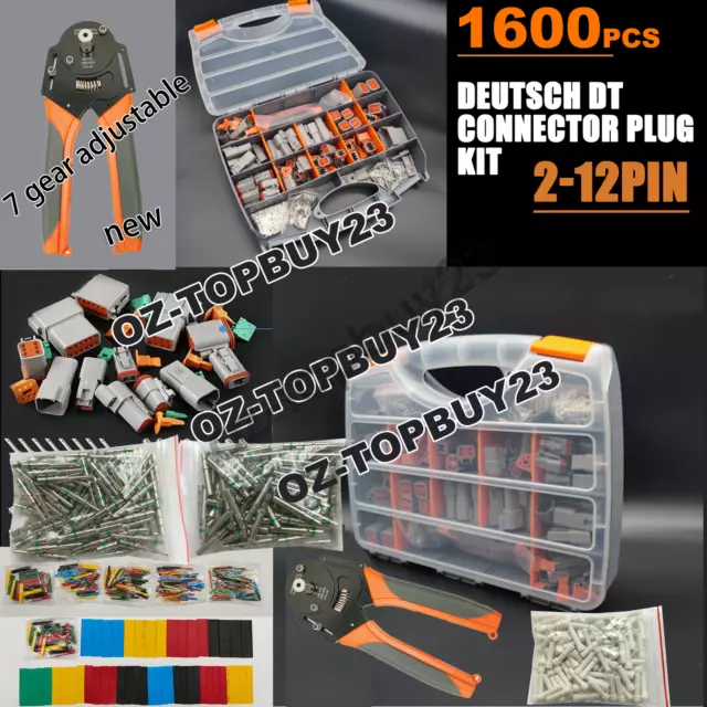 1600PC Deutsch DT Connector Plug Kit With Genuine Deutsch Crimp Tool Auto Marine