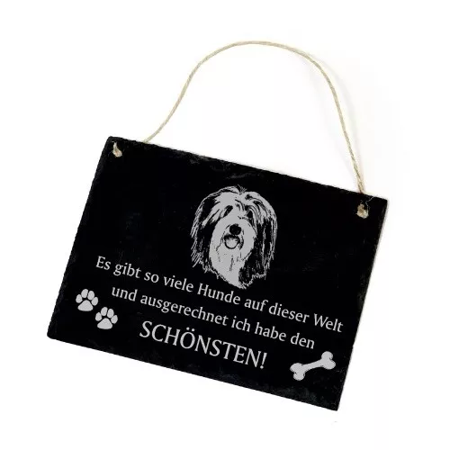 Hundeschild Bearded Collie Schild aus Schiefer - Ich habe den schönsten - 22cm x