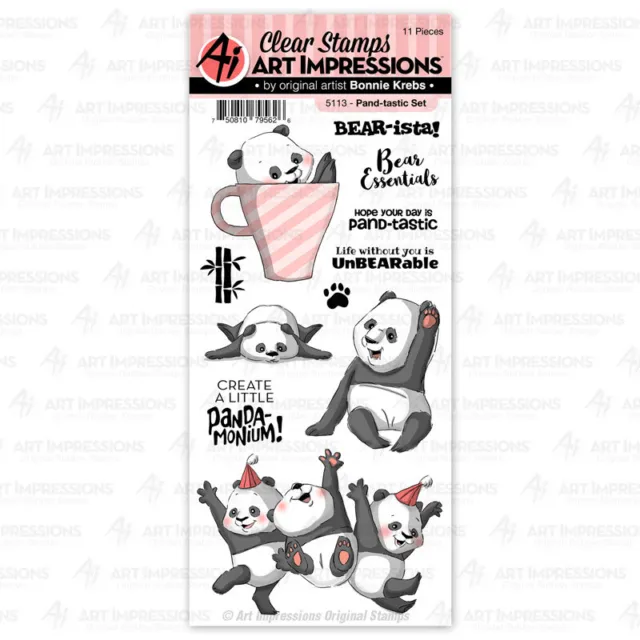 Stempel "Pand-tastic Set" Art Impressions, niedliche Pandabären, Clear Stamps