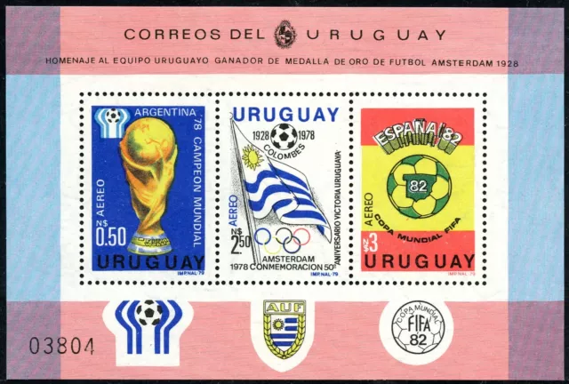 Uruguay Mi.-Nr. Bl 44 ** (40.-), 1979 Fußball-Weltmeisterschaften, postfr. Block