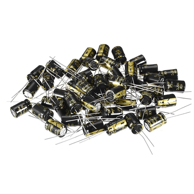 Radial Condensateur électrolytique 1000uF 10V 105°C Vie 2000H 8x12mm Noir 50pc