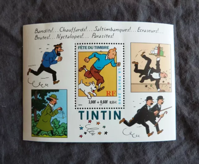 Bloc - Feuillet - Timbre poste "TINTIN" - Fête du Timbre, La Poste, 2000 / HERGé