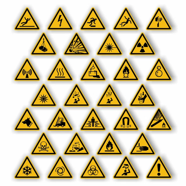 W001 WARNZEICHEN AUFKLEBER NACH DIN EN ISO 7010 W042 bis W078 Folie Hinweis ...