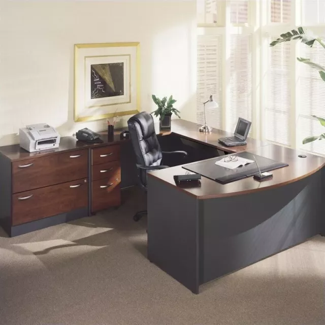Bush Business Furniture Series C U-Shape Desk with Storage in Hansen Cherry