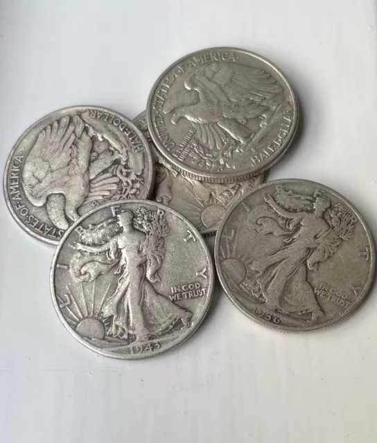 [Lot of 5] Walking Liberty Half Dollar - 90% Silver - Choose How Many Lots of 5! 3