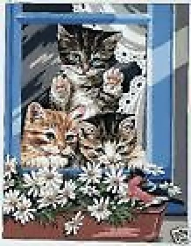 The Little Riffraffs Cats Tapestry Needlepoint Canvas Royal Paris