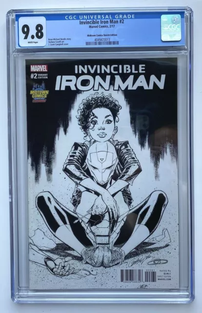Invincible Iron Man 2 JSC Sketch Variant CGC 9.8 Midtown J Scott Campbell 2017
