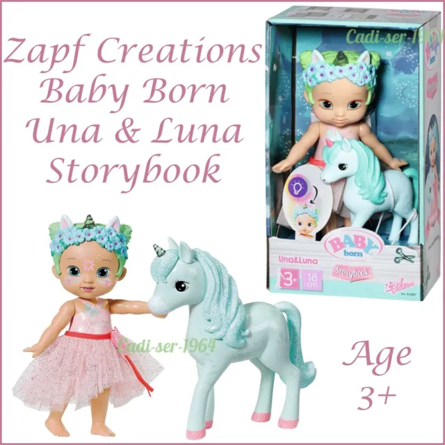Zapf Creation Baby Born Princess Una & Luna Storybook 18cm NEW Horn Lights Up