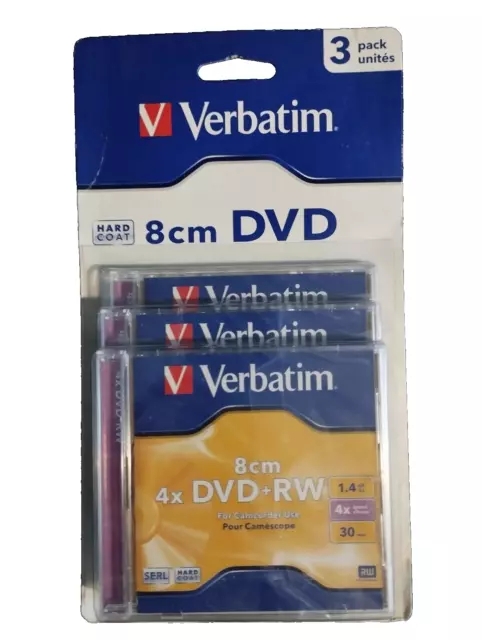 VERBATIM - DVD-RW - Pack de 3 disques 8 cm 1,4 Go - 4x - 30 min - Caméscope