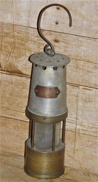 Antique Brass & Aluminum Mining Oil Safety Lamp By J.H Naylor Ltd Wigan 2