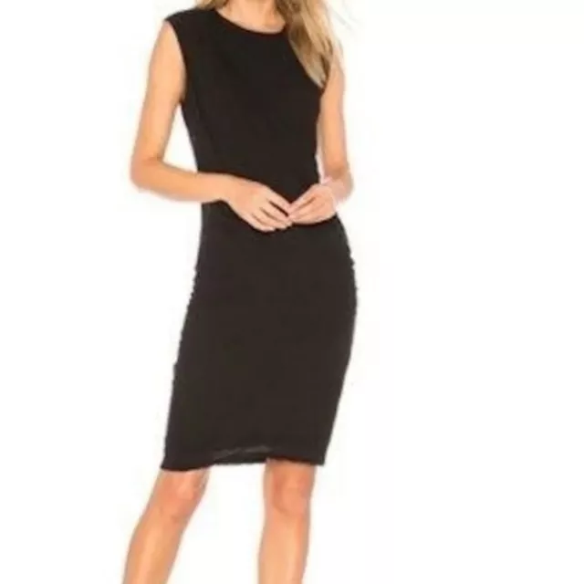 James Perse Standard Sleeveless Ruched Black Dress Size 3