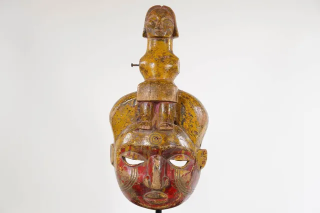 Ibibio Frontal Figural Máscara 16" - Nigeria - Africano Tribal Art