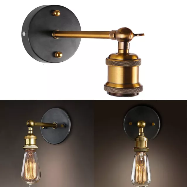 1Modern Vintage Industrial Antique Brass Black Wall Sconce Wall Light Lamp Shade