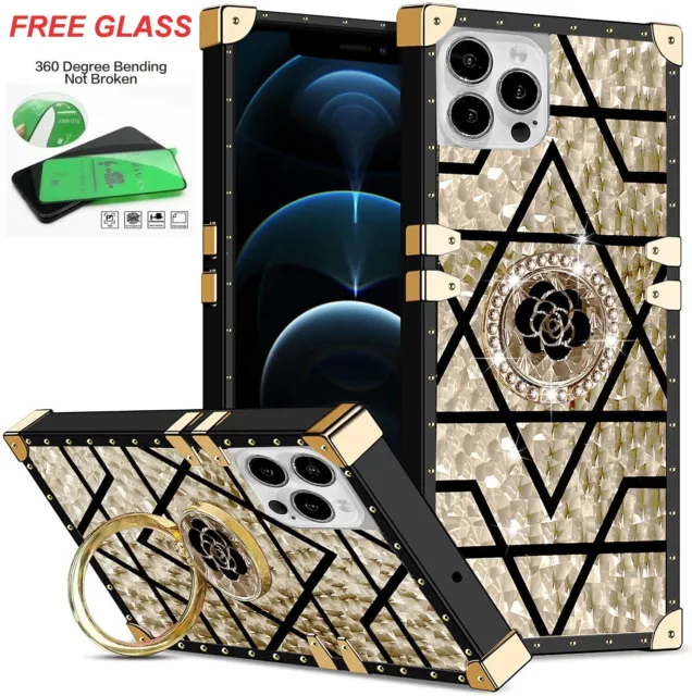 Glitter Gold Bling Case Diamond Ring Cover For Samsung Galaxy Phone A12 A13 A53