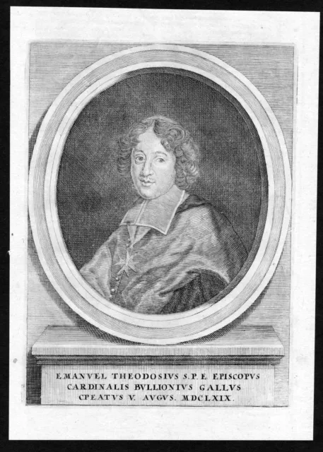 Emmanuel Theodose de La Tour DAuvergne Portrait Bouillon Cardinal Copperplate
