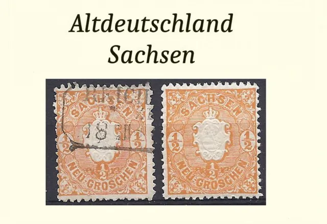 Altdeutschland Sachsen Lot 2 schöne Marken MiNr. 15, gest. + ungest.