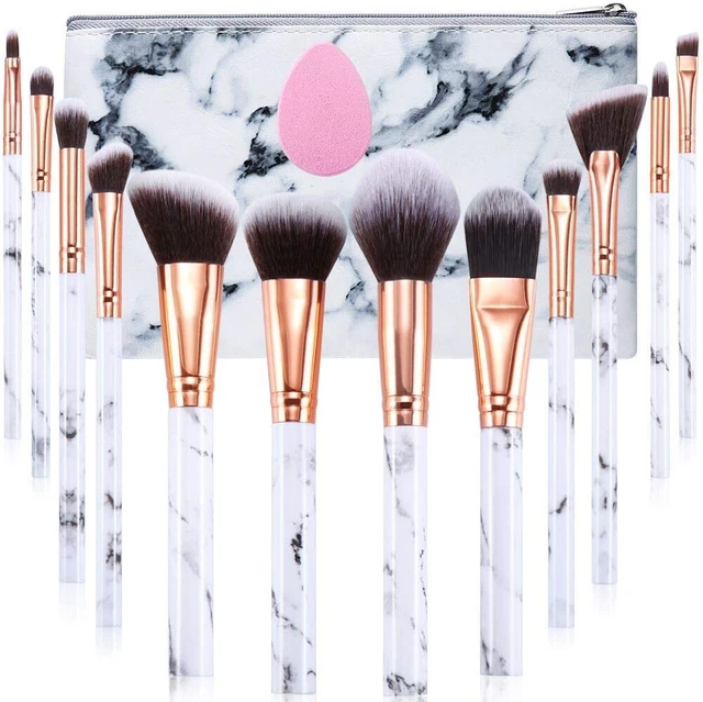Pennelli Make up Start Makers12Pcs Set Di Pennelli per Trucco in Marmo Con Fondo