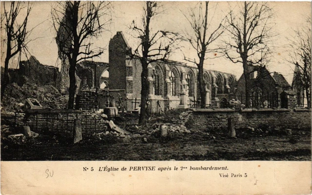 CPA Militaire, L'Eglise de Pervyse apres le bombardement (278285)