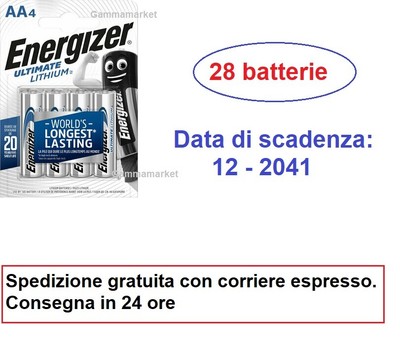 Energizer 20 batterie pile STILO AA ENERGIZER ULTIMATE LITHIUM litio 1.5V scade 2040 