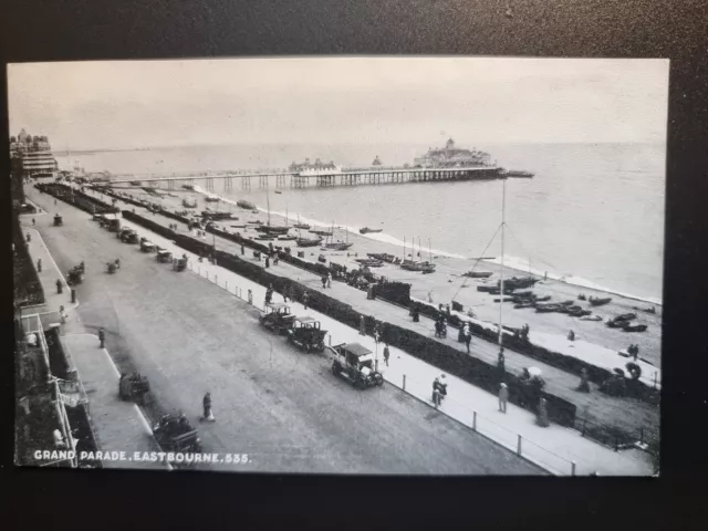 Eastbourne Postkarte C1915 Grand Parade Weinbau Landau Motor Auto Taxi Sussex