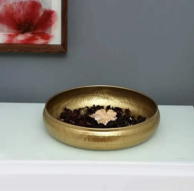 Metal Round Diwali urli, Hammered Traditional Diwali urli bowl/ wedding